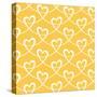 Vector Seamless Pattern with Stylized Hearts of White Ribbons. Romantic Gold Decorative Graphic Bac-anfisa focusova-Stretched Canvas