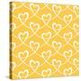 Vector Seamless Pattern with Stylized Hearts of White Ribbons. Romantic Gold Decorative Graphic Bac-anfisa focusova-Stretched Canvas