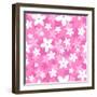 Vector Seamless Pattern with White and Pink Flowers.-Naddiya-Framed Art Print