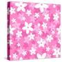Vector Seamless Pattern with White and Pink Flowers.-Naddiya-Stretched Canvas