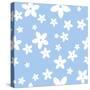 Vector Seamless Pattern with White Flowers on a Blue Background.-Naddiya-Stretched Canvas