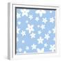 Vector Seamless Pattern with White Flowers on a Blue Background.-Naddiya-Framed Art Print