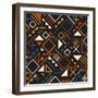 Vector Seamless Retro 80'S Jumble Geometric Line Shapes Teal Orange Color Pattern on Black Abstract-Samolevsky-Framed Art Print