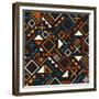 Vector Seamless Retro 80'S Jumble Geometric Line Shapes Teal Orange Color Pattern on Black Abstract-Samolevsky-Framed Premium Giclee Print