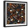 Vector Seamless Retro 80'S Jumble Geometric Line Shapes Teal Orange Color Pattern on Black Abstract-Samolevsky-Framed Premium Giclee Print