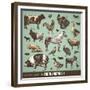 Vector Set: Farm Animals - Various Retro-Style Illustrations-AKaiser-Framed Premium Giclee Print