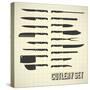Vector Set: Kitchen Knives and Cutlery-vreddane-Stretched Canvas