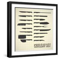 Vector Set: Kitchen Knives and Cutlery-vreddane-Framed Art Print