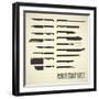 Vector Set: Kitchen Knives and Cutlery-vreddane-Framed Art Print