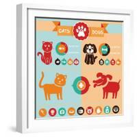 Vector Set of Infographics Elements - Dogs, Cats-venimo-Framed Art Print