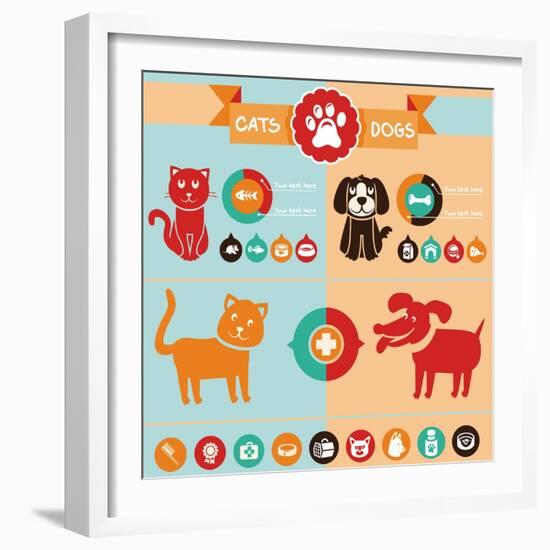 Vector Set of Infographics Elements - Dogs, Cats-venimo-Framed Art Print