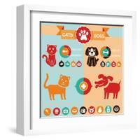 Vector Set of Infographics Elements - Dogs, Cats-venimo-Framed Art Print