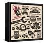 Vector Set of Vintage Car Symbols and Logos-Lukeruk-Framed Stretched Canvas