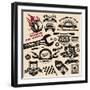 Vector Set of Vintage Car Symbols and Logos-Lukeruk-Framed Art Print