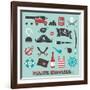 Vector Set: Pirate Supplies Silhouettes and Icons-vreddane-Framed Art Print