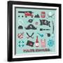 Vector Set: Pirate Supplies Silhouettes and Icons-vreddane-Framed Art Print