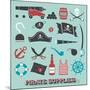 Vector Set: Pirate Supplies Silhouettes and Icons-vreddane-Mounted Art Print