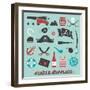 Vector Set: Pirate Supplies Silhouettes and Icons-vreddane-Framed Art Print