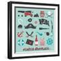 Vector Set: Pirate Supplies Silhouettes and Icons-vreddane-Framed Art Print