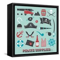 Vector Set: Pirate Supplies Silhouettes and Icons-vreddane-Framed Stretched Canvas