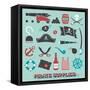 Vector Set: Pirate Supplies Silhouettes and Icons-vreddane-Framed Stretched Canvas