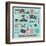 Vector Set: Pirate Supplies Silhouettes and Icons-vreddane-Framed Art Print