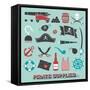 Vector Set: Pirate Supplies Silhouettes and Icons-vreddane-Framed Stretched Canvas