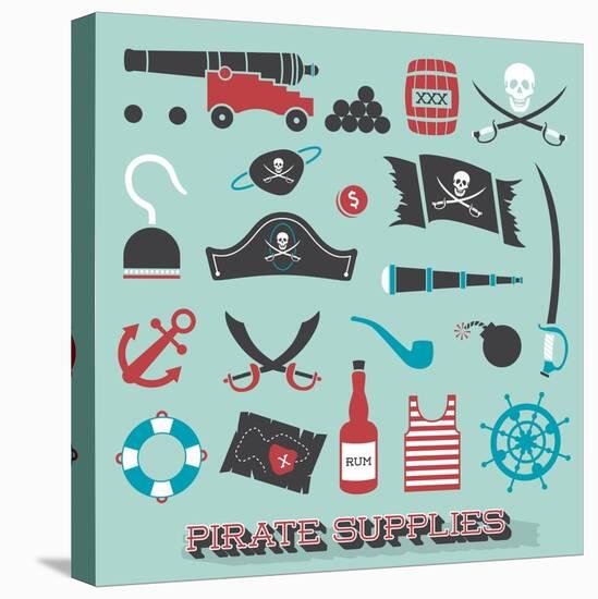 Vector Set: Pirate Supplies Silhouettes and Icons-vreddane-Stretched Canvas