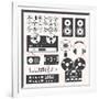 Vector Set: Retro Music Recording Equipment Objects-vreddane-Framed Art Print