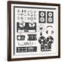 Vector Set: Retro Music Recording Equipment Objects-vreddane-Framed Art Print