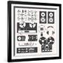 Vector Set: Retro Music Recording Equipment Objects-vreddane-Framed Art Print