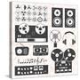 Vector Set: Retro Music Recording Equipment Objects-vreddane-Stretched Canvas