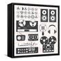 Vector Set: Retro Music Recording Equipment Objects-vreddane-Framed Stretched Canvas