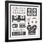 Vector Set: Retro Music Recording Equipment Objects-vreddane-Framed Art Print