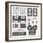 Vector Set: Retro Music Recording Equipment Objects-vreddane-Framed Art Print