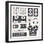 Vector Set: Retro Music Recording Equipment Objects-vreddane-Framed Art Print