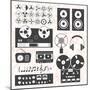 Vector Set: Retro Music Recording Equipment Objects-vreddane-Mounted Art Print