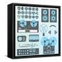 Vector Set: Retro Style Music Recording Equipment-vreddane-Framed Stretched Canvas