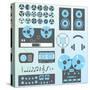 Vector Set: Retro Style Music Recording Equipment-vreddane-Stretched Canvas