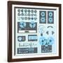 Vector Set: Retro Style Music Recording Equipment-vreddane-Framed Art Print