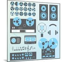 Vector Set: Retro Style Music Recording Equipment-vreddane-Mounted Art Print