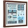 Vector Set: Retro Style Music Recording Equipment-vreddane-Framed Art Print