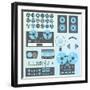 Vector Set: Retro Style Music Recording Equipment-vreddane-Framed Art Print