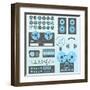 Vector Set: Retro Style Music Recording Equipment-vreddane-Framed Art Print