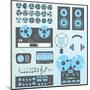 Vector Set: Retro Style Music Recording Equipment-vreddane-Mounted Art Print