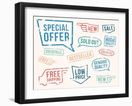 Vector Set: Rubber Stamps-hauvi-Framed Art Print