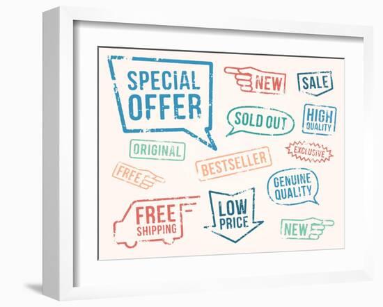 Vector Set: Rubber Stamps-hauvi-Framed Art Print