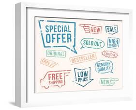 Vector Set: Rubber Stamps-hauvi-Framed Art Print