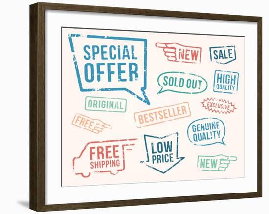 Vector Set: Rubber Stamps-hauvi-Framed Art Print