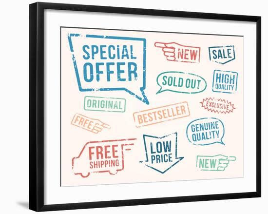 Vector Set: Rubber Stamps-hauvi-Framed Art Print